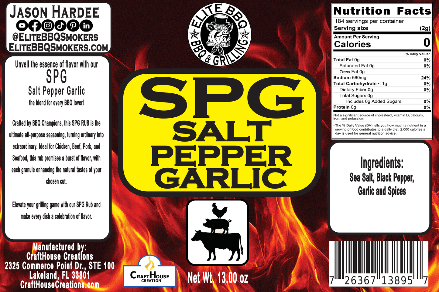 Elite BBQ Smokers SPG Rub – Salt, Pepper & Garlic